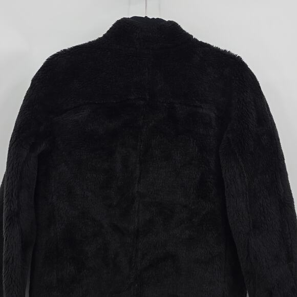 J. Crew Zip Up Plush Fleece Coat Black Faux Fur Teddy Jacket Women's Size S - Picture 5 of 11